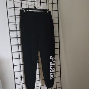 PINK Victoria's Secret Black Joggers with White Logo